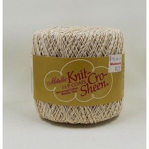 Metallic Knit-Cro-Sheen J & P COATS Mercerized Cotton White Gold 1G 100 yds USA